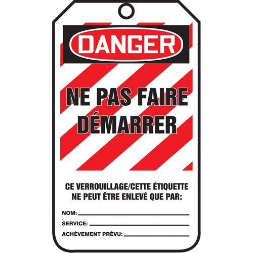 Lockout Tags, Cardstock, 3-1/8" W x 5-7/8" H, French Par Equipment