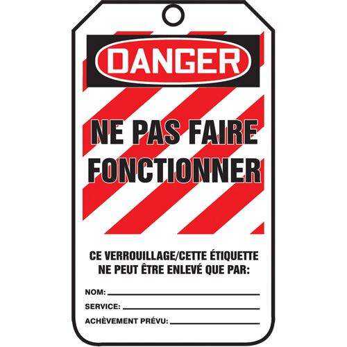 Lockout Tags, Cardstock, 3-1/8" W x 5-7/8" H, French Par Equipment