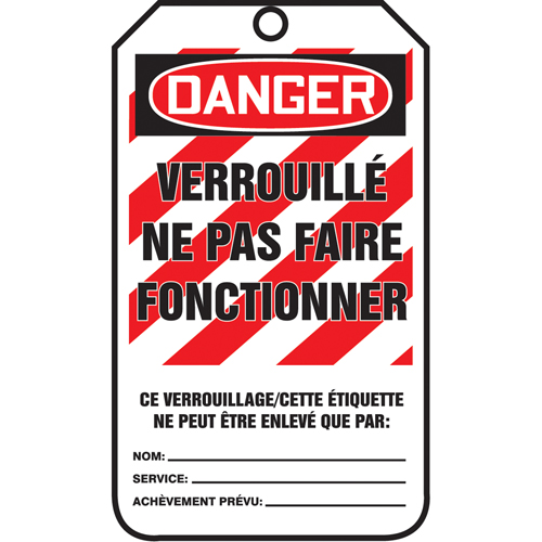 Lockout Tags, Cardstock, 3-1/8" W x 5-7/8" H, French Par Equipment