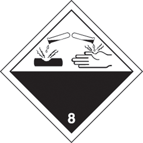 TDG Shipping Labels, Class 8, Corrosives, Paper Par Equipment