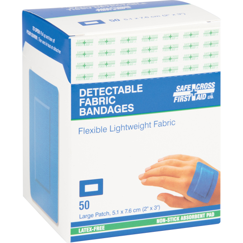 Bandages, Rectangulaire/carr&eacute;e, 3", Tissu d&eacute;tectable, St&eacute;rile Par Equipment