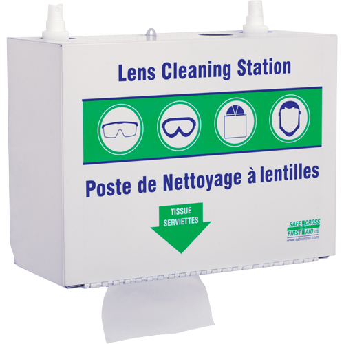 Metal Lens Cleaning Stations - Two 500ml Solutions & 1 Box of Tissue, Metal, 10.5" L x 5.5" D x 6.3" H Par Equipment