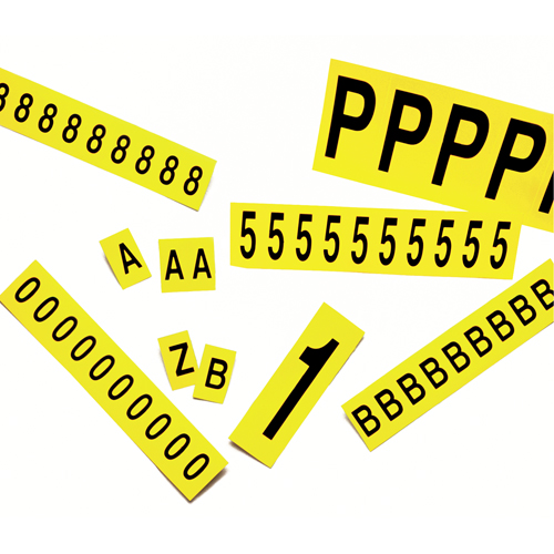 Individual Adhesive Number Markers, 2, 3-7/8" H, Black on Yellow Par Equipment