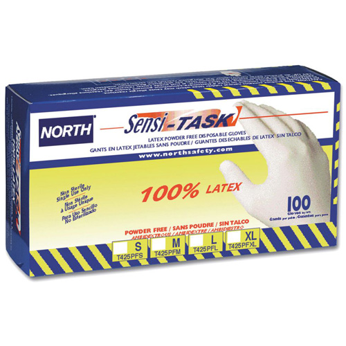 Gants jetables Sensi-Task, Grand, Latex, 5 mils, Sans poudre, Blanc Par Equipment