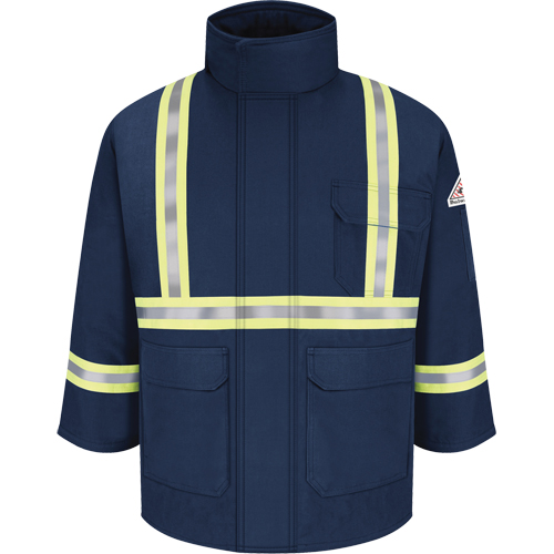 Flame Resistant Parkas with Reflective Striping, Men's, 3X-Large, Navy Blue Par Equipment