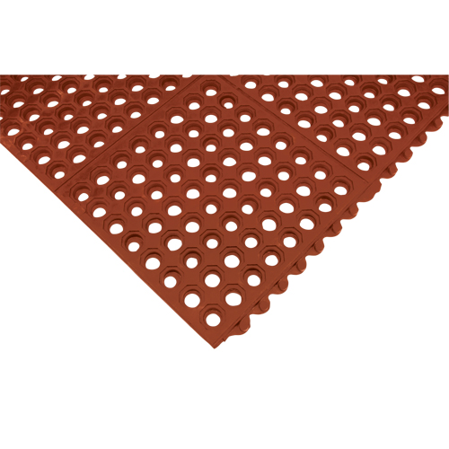 Tapis modulaire antifatigue, Nid d'abeilles, 3' x 3' x 1/2", Brun, Nitrile/Caoutchouc Par Equipment