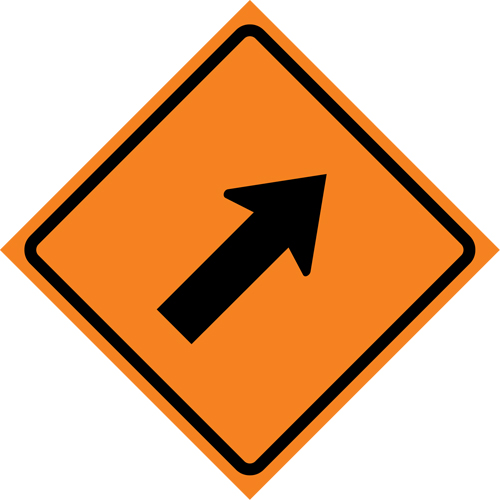 Right Diagonal Arrow Roll-Up Traffic Sign, 36" x 36", Vinyl, Pictogram Par Equipment