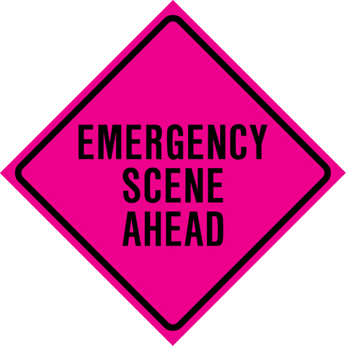"Emergency Scene Ahead" Roll-Up Traffic Sign, 36" x 36", Vinyl, English Par Equipment