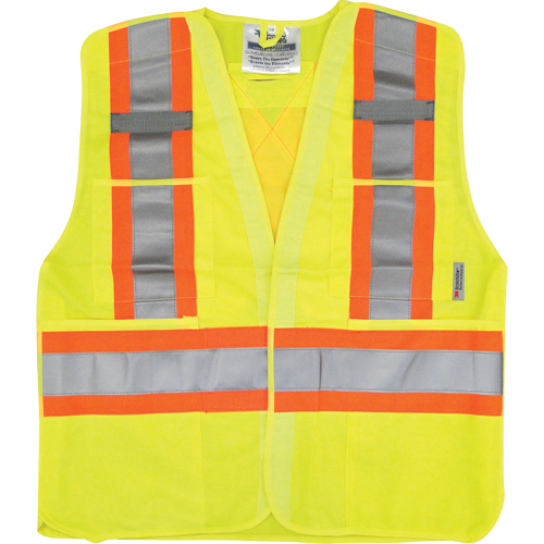 Traffic Safety Vest, High Visibility Lime-Yellow, Medium/Small, Polyester Par Equipment