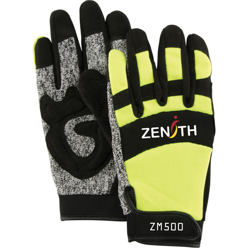 ZM500 High-Visibility Cut-Resistant Mechanic's Gloves, HPPE Palm, Size Large Par Equipment