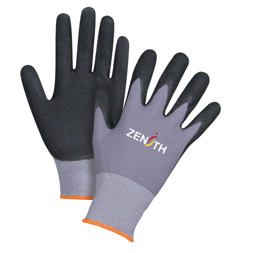 Gants ZX-1 de premi&egrave;re qualit&eacute; compatibles avec les &eacute;crans tactiles, 7/Petit, R&ecirc;vetement Nitrile/Mousse de nitrile, Calibre 15, Enveloppe en Nylon Par Equipment