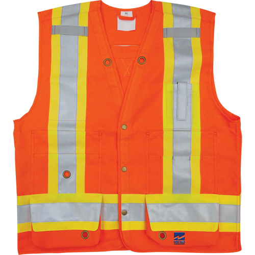 Veste de s&eacute;curit&eacute; pour arpenteur, Orange haute visibilit&eacute;, Petit, Polyester Par Equipment