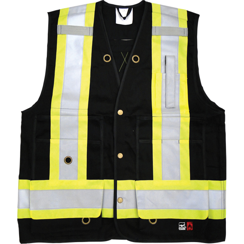Fire Retardant Surveyor Safety Vest, Black, Small, Cotton Par Equipment