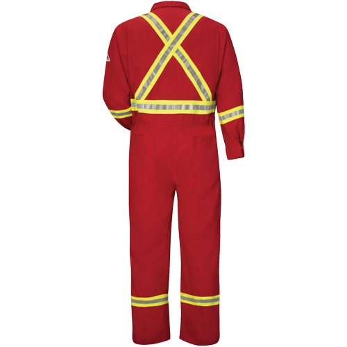Flame-Resistant Deluxe Coveralls with Reflective Trim, Size 38, Red, 5.6 cal/cm² Par Equipment