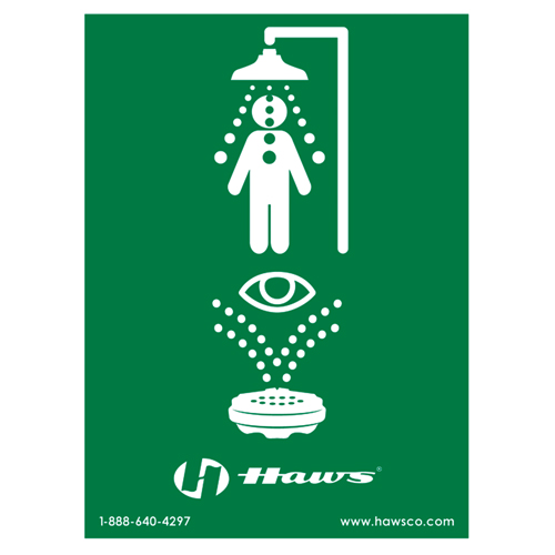 Enseigne douche/douche oculaire d'urgence, 24" x 18", Plastique, Pictogramme Par Equipment