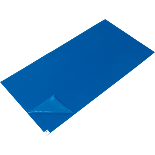 Tapis pelables de rechange pour salle blanche, &eacute;paisseur 1,57 mils, 2' la, 3-3/4' lo x Bleu Par Equipment