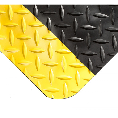 Tapis Smart No 497, Losange, 2' x 10' x 1", Noir/Jaune, PVC/Ur&eacute;thane Par Equipment