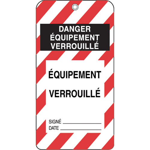 &eacute;tiquettes de verrouillage, Plastique, 3" la x 5-3/4" h, Français Par Equipment