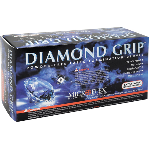 Gants d'examen Diamond Grip, T-Grand, Latex, 8 mils, Sans poudre, Naturel, Classe 2 Par Equipment