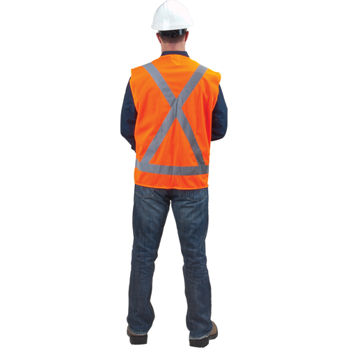 Traffic Safety Vest, High Visibility Orange, 2X-Large, Polyester Par Equipment