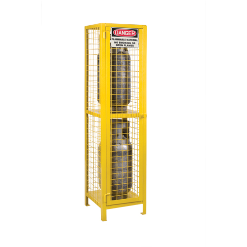 Gas Cylinder Cabinets, 2 Cylinder Capacity, 17" W x 17" D x 69" H, Yellow Par Equipment