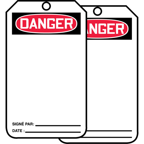 Safety Tags, Plastic, 3-1/8" W x 5-7/8" H, French Par Equipment