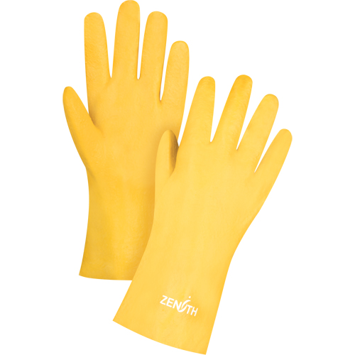 Gants &agrave; fini rugueux et r&eacute;sistants aux produits chimiques, Taille 9, 12" lo, PVC, Doublure en Interlock, 47-mil Par Equipment
