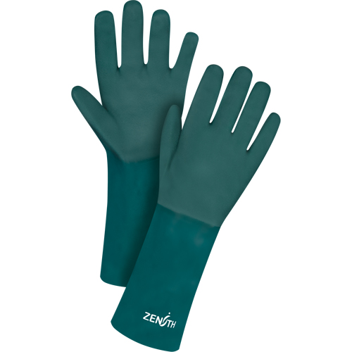 Gants verts &agrave; double enduit, 14" lo, PVC, Doublure en Jersey de coton, 70 mils Par Equipment