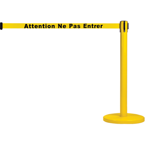 Barri&egrave;re autonome pour le contr&ocirc;le des foules, Acier, 35" h, Ruban Jaune, Longueur du ruban 7' Par Equipment