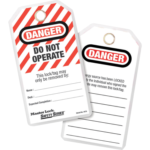 Lockout Tags, Plastic, 3-1/8" W x 6-1/2" H, English Par Equipment