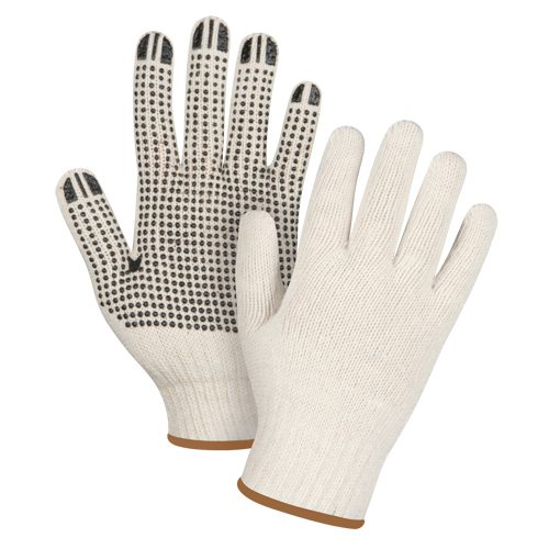 Gants l&eacute;gers tricot&eacute;s &agrave; pois, Poly/coton, Un c&ocirc;t&eacute;, Calibre 7, Grand Par Equipment