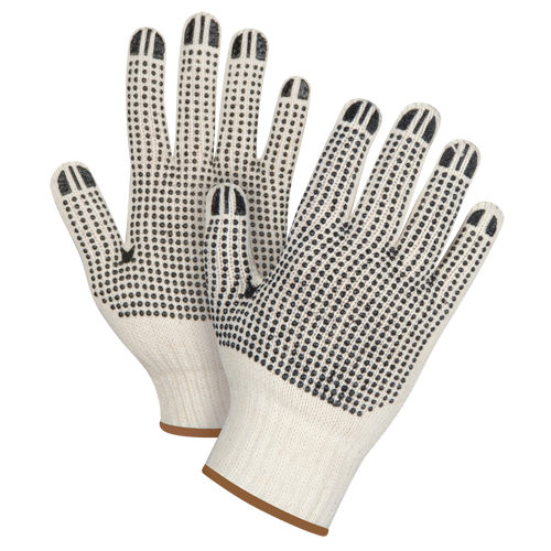 Heavyweight Double-Sided Dotted String Knit Gloves, Poly/Cotton, Double Sided, 7 Gauge, Large Par Equipment