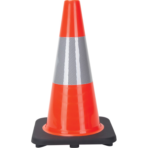 C&ocirc;ne de signalisation, 18", Orange, Bande(s) r&eacute;fl&eacute;chissante(s) 6" Par Equipment