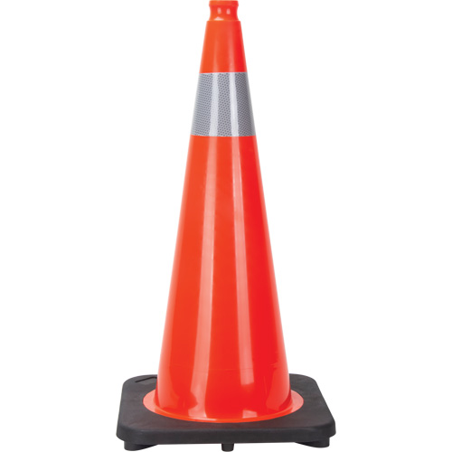 C&ocirc;ne de signalisation, 28", Orange, Bande(s) r&eacute;fl&eacute;chissante(s) 4" Par Equipment