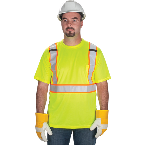 CSA Compliant T-Shirt, Polyester, Medium, High Visibility Lime-Yellow Par Equipment