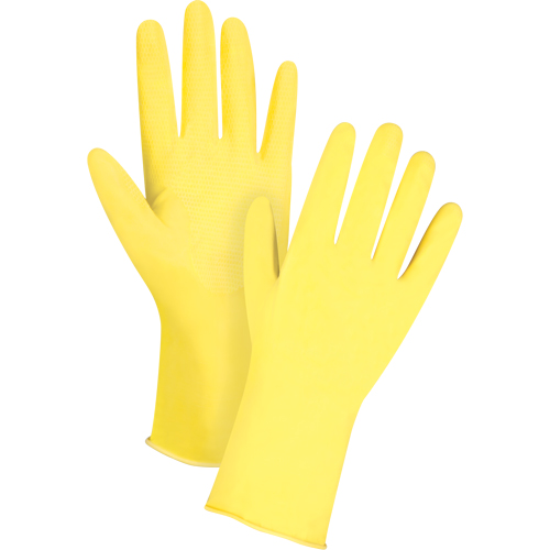 Gants jaune canari de premi&egrave;re qualit&eacute; r&eacute;sistants aux produits chimiques, Taille Grand/9, 12" lo, Latex de caoutchouc, Doublure en Ouat&eacute;e, 15 mils Par Equipment