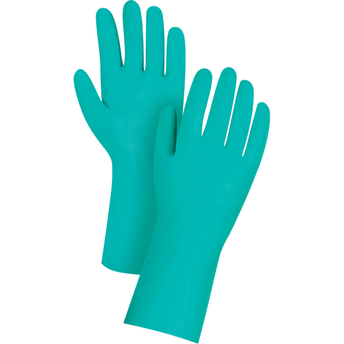 Gants r&eacute;sistants aux produits chimiques &agrave; prise en losange, Taille 10, 13" lo, Nitrile, 11 mils Par Equipment
