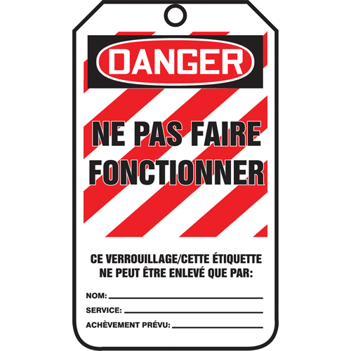 Lockout Tags, Plastic, 3-3/8" W x 5-5/8" H, French Par Equipment