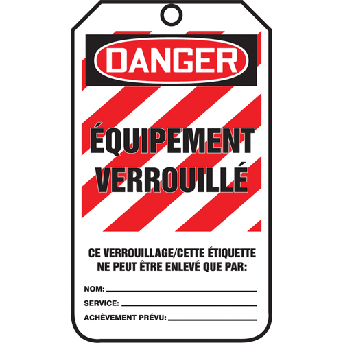 Lockout Tags, Cardstock, 3-3/8" W x 5-7/8" H, French Par Equipment
