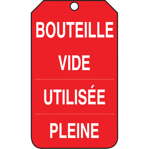 &eacute;tiquettes de s&eacute;curit&eacute; d'inspection et de contr&ocirc;le de l'&eacute;tat de l'&eacute;quipement, Papier cartonn&eacute;, 3-3/8" la x 5-7/8" h, Français Par Equipment