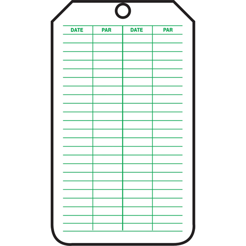 &eacute;tiquettes de s&eacute;curit&eacute; d'inspection et de contr&ocirc;le de l'&eacute;tat de l'&eacute;quipement, Plastique, 3-1/8" la x 5-7/8" h, Français Par Equipment