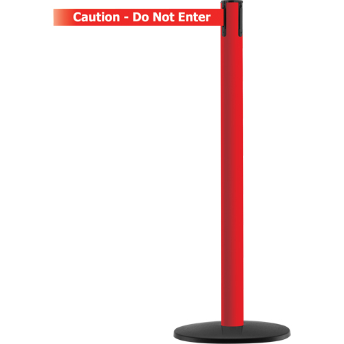 Advance TensaBarrier&reg; Barrier Post, Steel, 36" H, White/Red Tape, 7.5' Tape Length Par Equipment