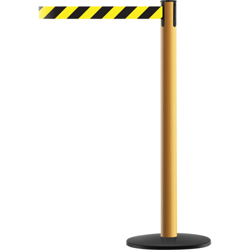 Advance TensaBarrier&reg; Barrier Post, Steel, 36" H, Black/Yellow Tape, 7.5' Tape Length Par Equipment