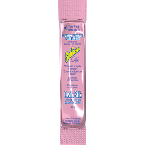 Sqwincher&reg; Boisson de r&eacute;hydratation ZERO Qwik Stik, Emballage-portion, Limonade aux fraises Par Equipment