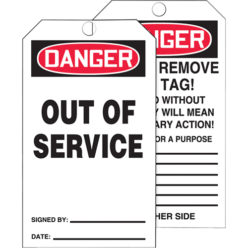 Tags By-The-Roll Safety Tags, Cardstock, 3" W x 6-1/4" H, English Par Equipment