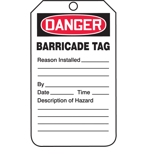 Safety Tags, Plastic, 3-3/8" W x 5-3/4" H, English Par Equipment