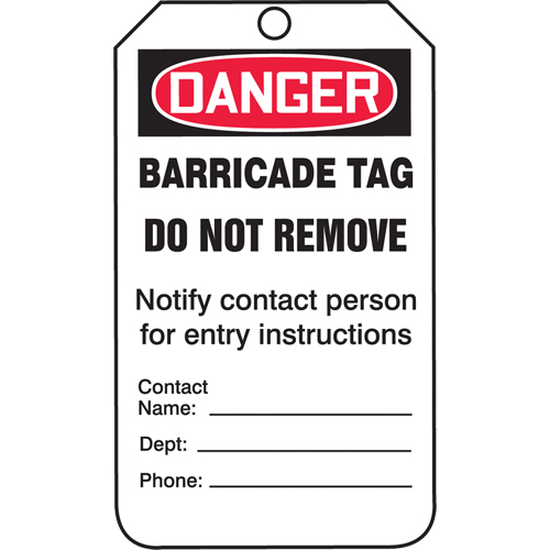 Safety Tags, Plastic, 3-3/8" W x 5-3/4" H, English Par Equipment
