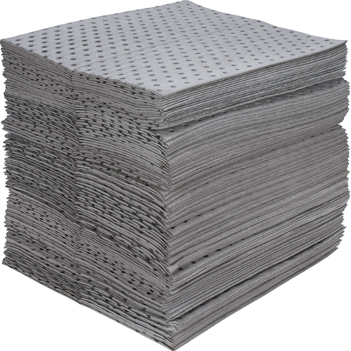 Industrial-Grade Fine Fibre Sorbent Pads, Universal, 15" x 17", 40 gal. Absorbancy Par Equipment