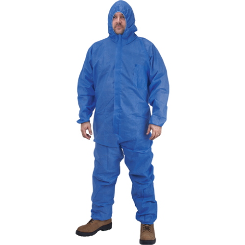 Hooded Coveralls, Medium, Blue, SMS Par Equipment