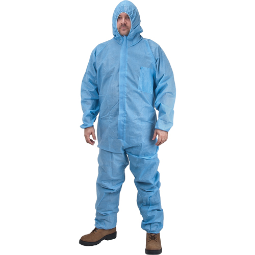 Premium Hooded Coveralls, Medium, Blue, Polypropylene Par Equipment